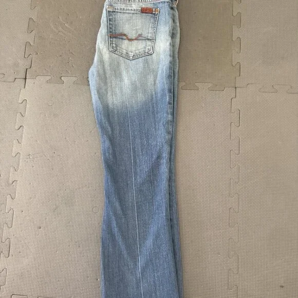 7 For All Mankind Low Rise Bootcut Jeans- 29- Medium  Blue Wash- Y2K - Picture 9 of 12